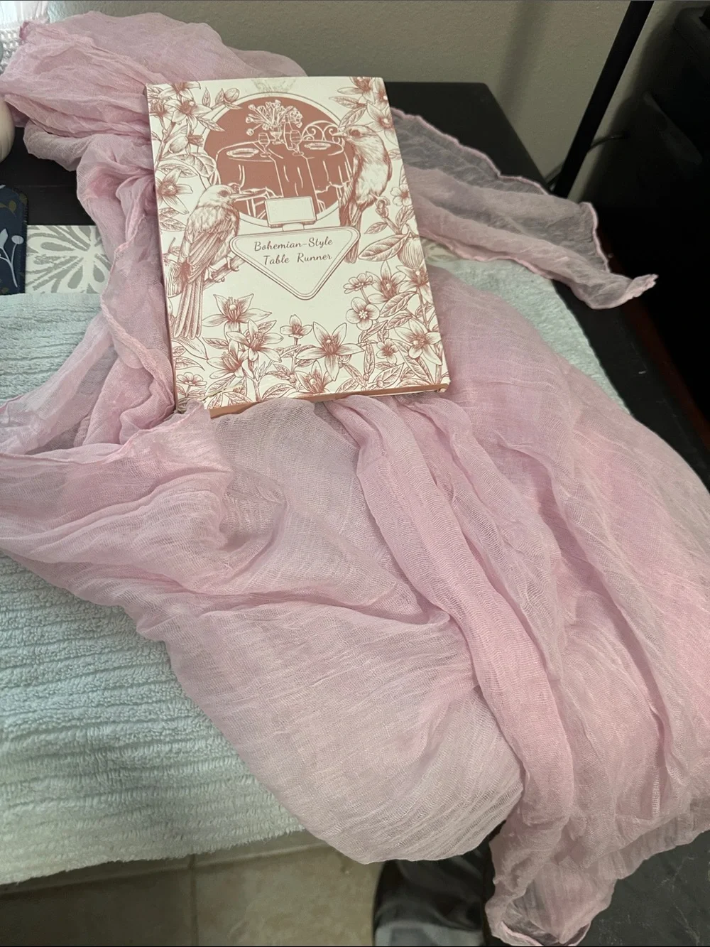 Light Pink Sheer table Runner - Boho style NWT